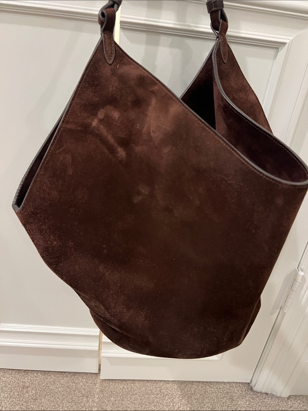 KHAITE Dark Brown Suede Hobo Bag - Picture 5 of 9